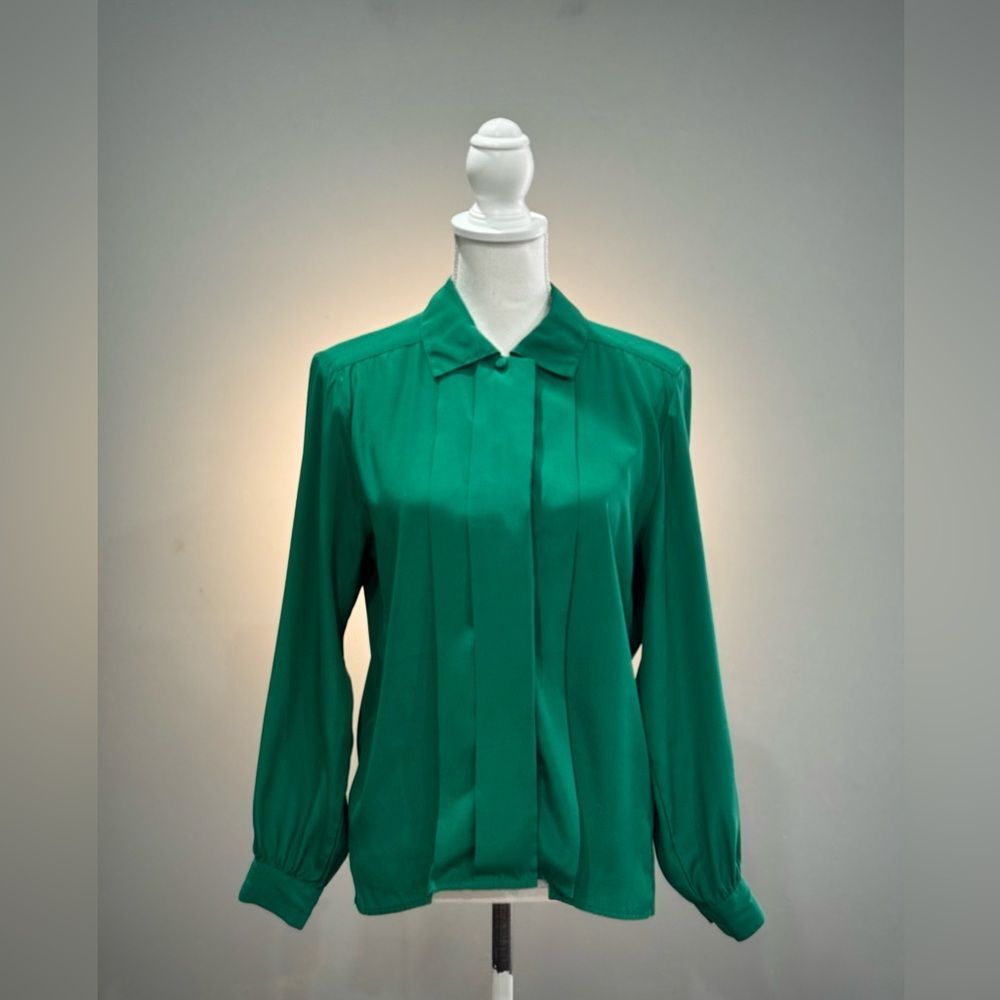 Kelly Green Vintage L/S Blouse Size 6 EUC